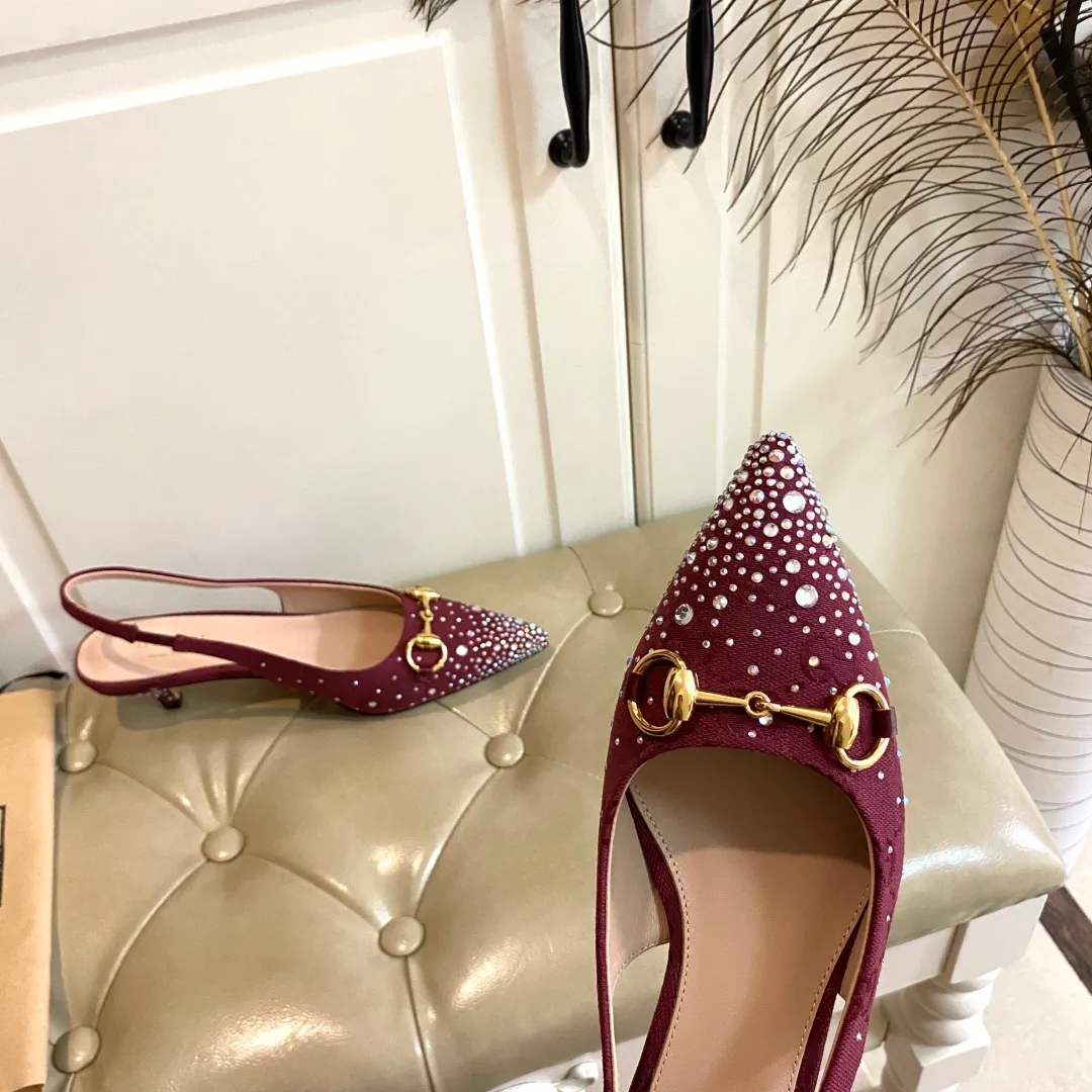 👟👟Ex-factory price 660👟👟, Gucci high heels, original canvas embellished with bright crystals, sheepskin lining, leather outsole, size 35-40 (41 customized, non-refundable)